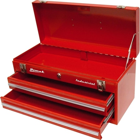 9.75 X 20.18 X 8.58 In. Industrial 2 Drawer Friction Toolbox - Red